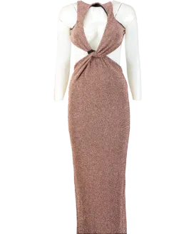 Natalie Rolt Metallic Cut Out Maxi Dress UK S