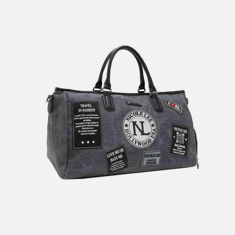 Nicole Lee USA Denim Patch Duffel for Luxury Fashion Enthusiasts