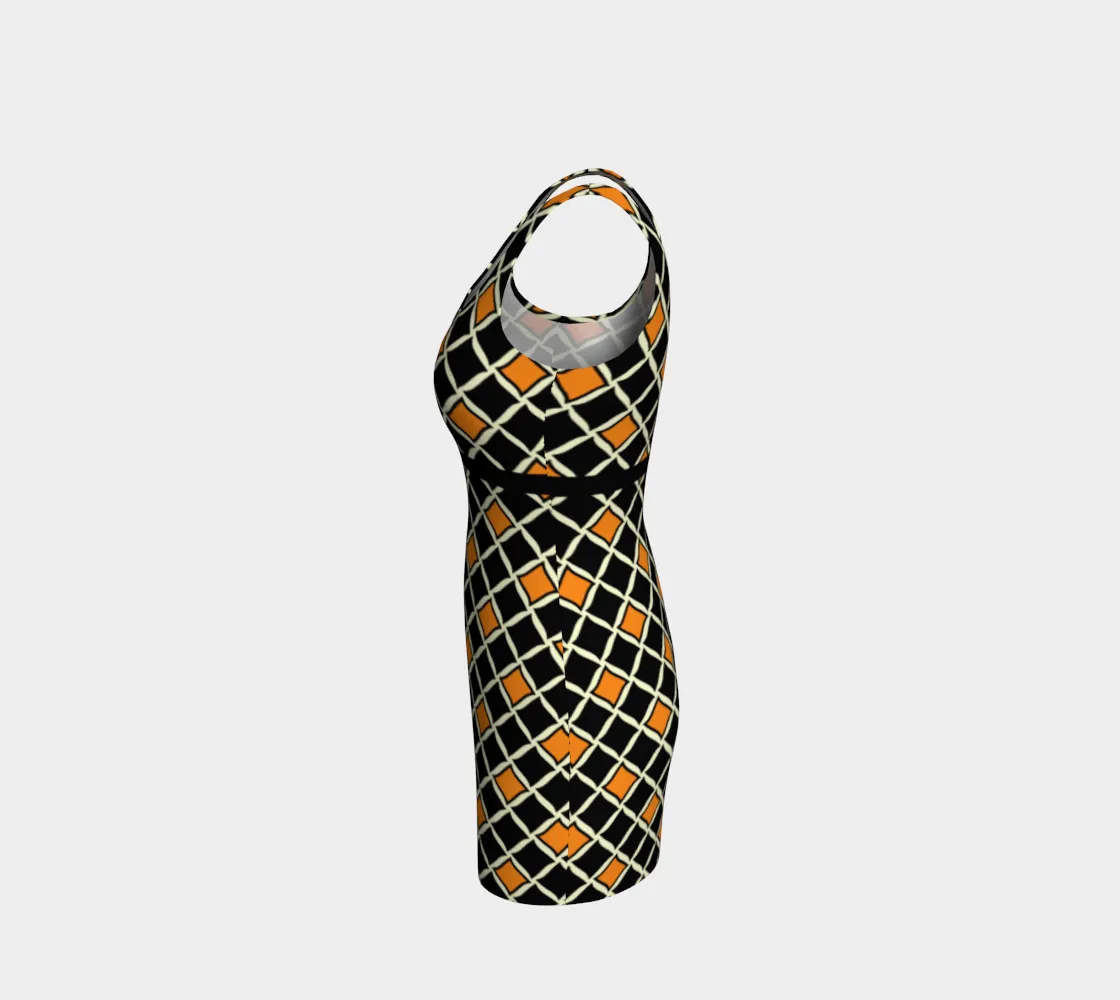 Orange Diamond Bodycon Dress