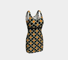 Orange Diamond Bodycon Dress