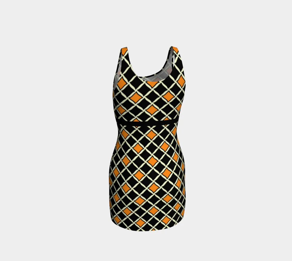 Orange Diamond Bodycon Dress