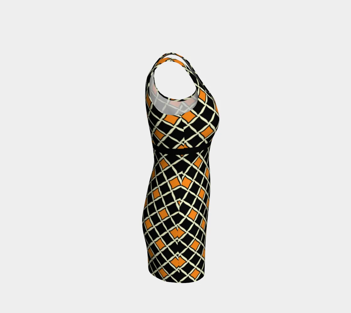 Orange Diamond Bodycon Dress