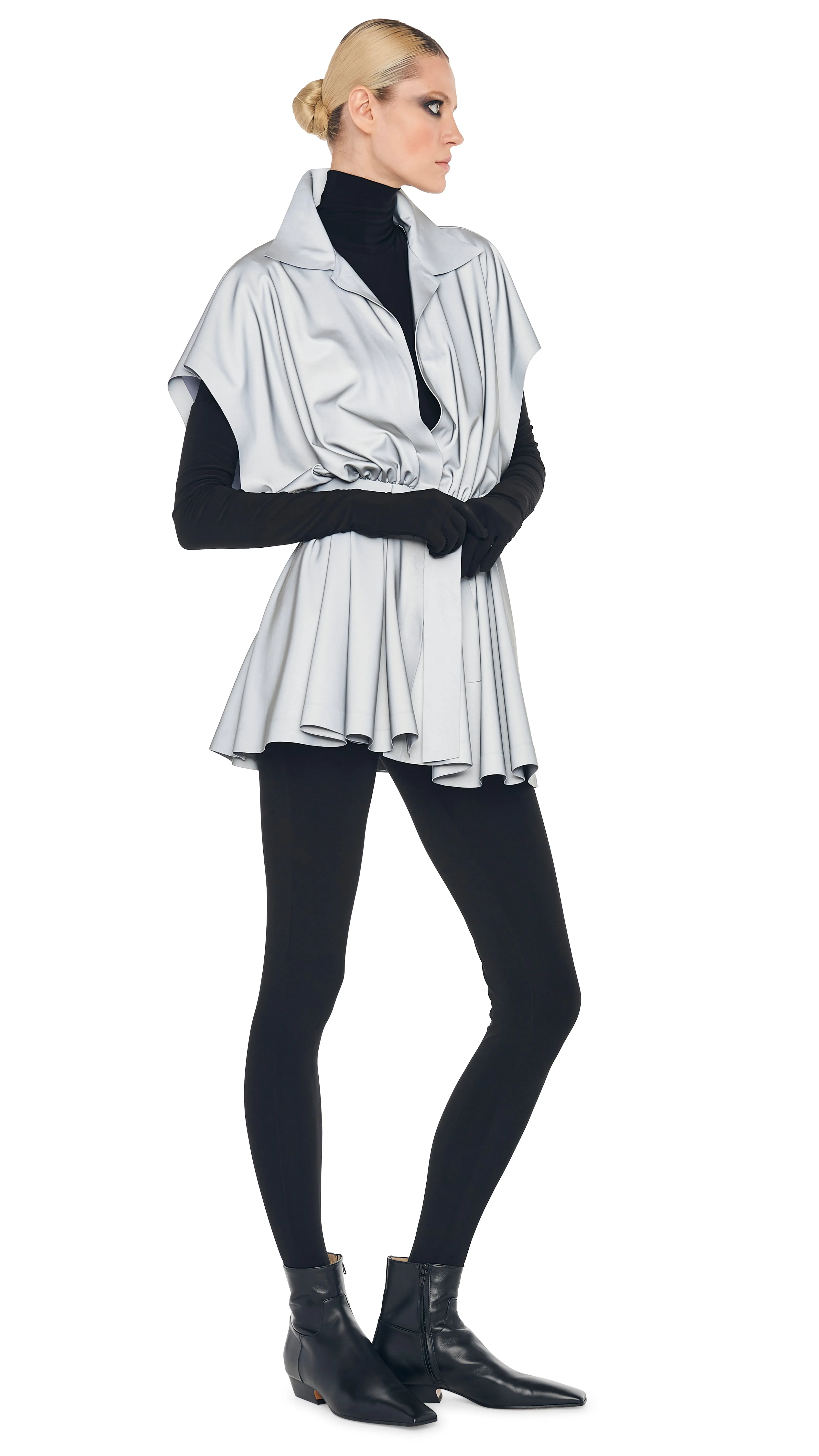 OS SLEEVELESS BF NK SHIRT FLARED MINI DRESS