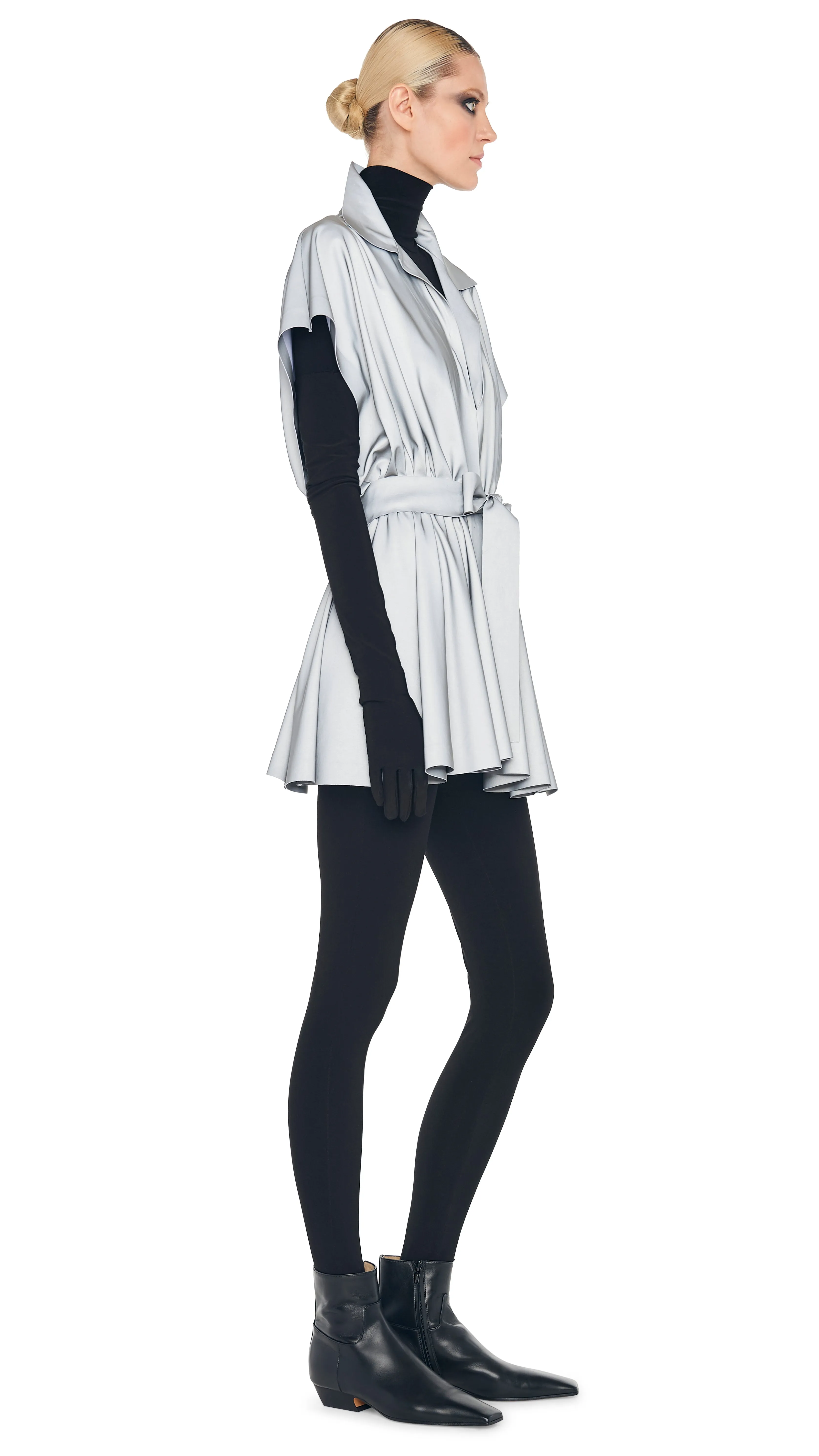 OS SLEEVELESS BF NK SHIRT FLARED MINI DRESS