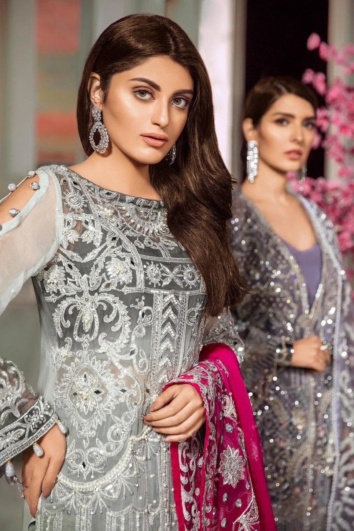 Pakistani Eid Wear Embroidered Chiffon Dress #Z1008