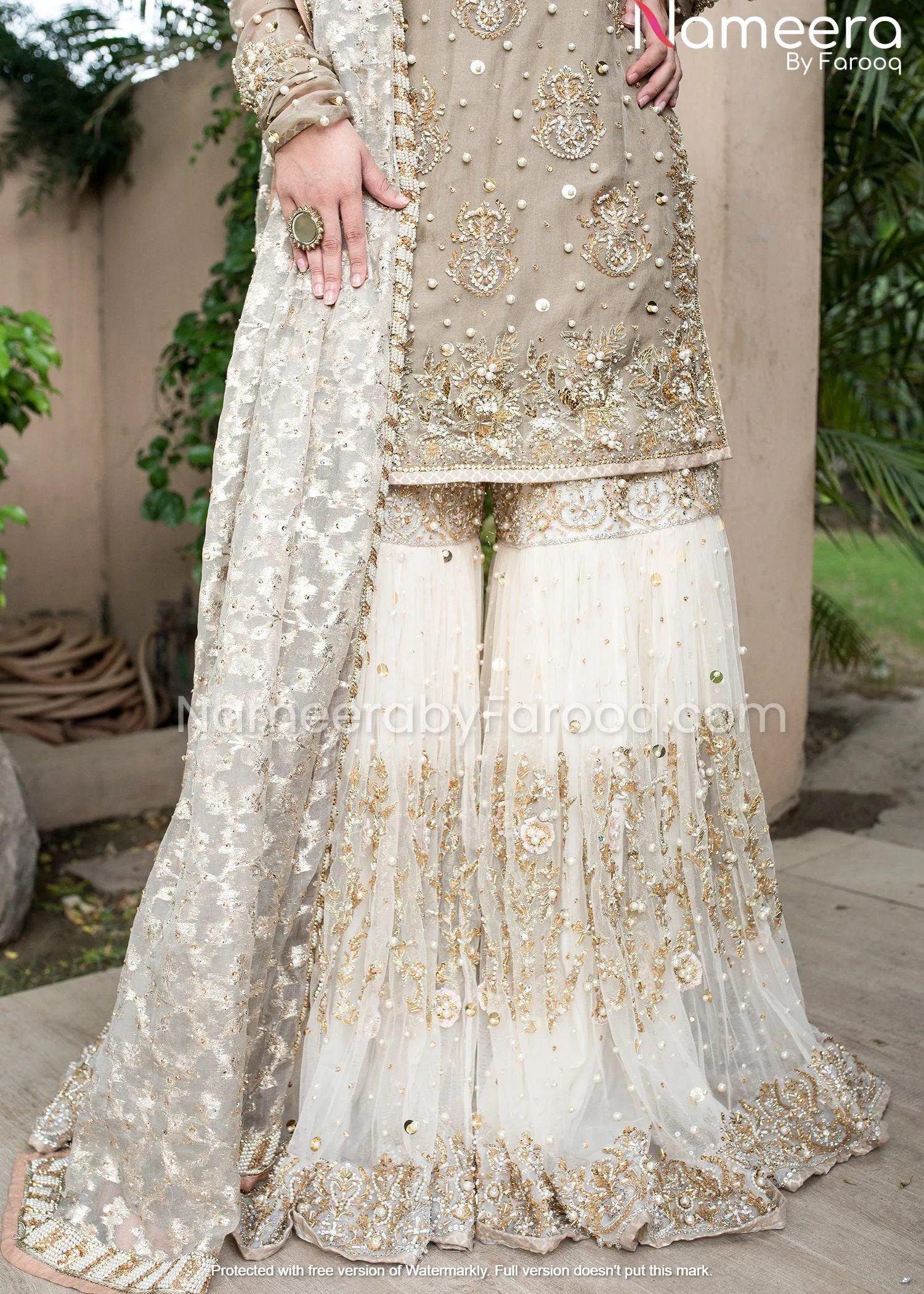 Pakistani Wedding Dress in Net Sharara Design #PN81