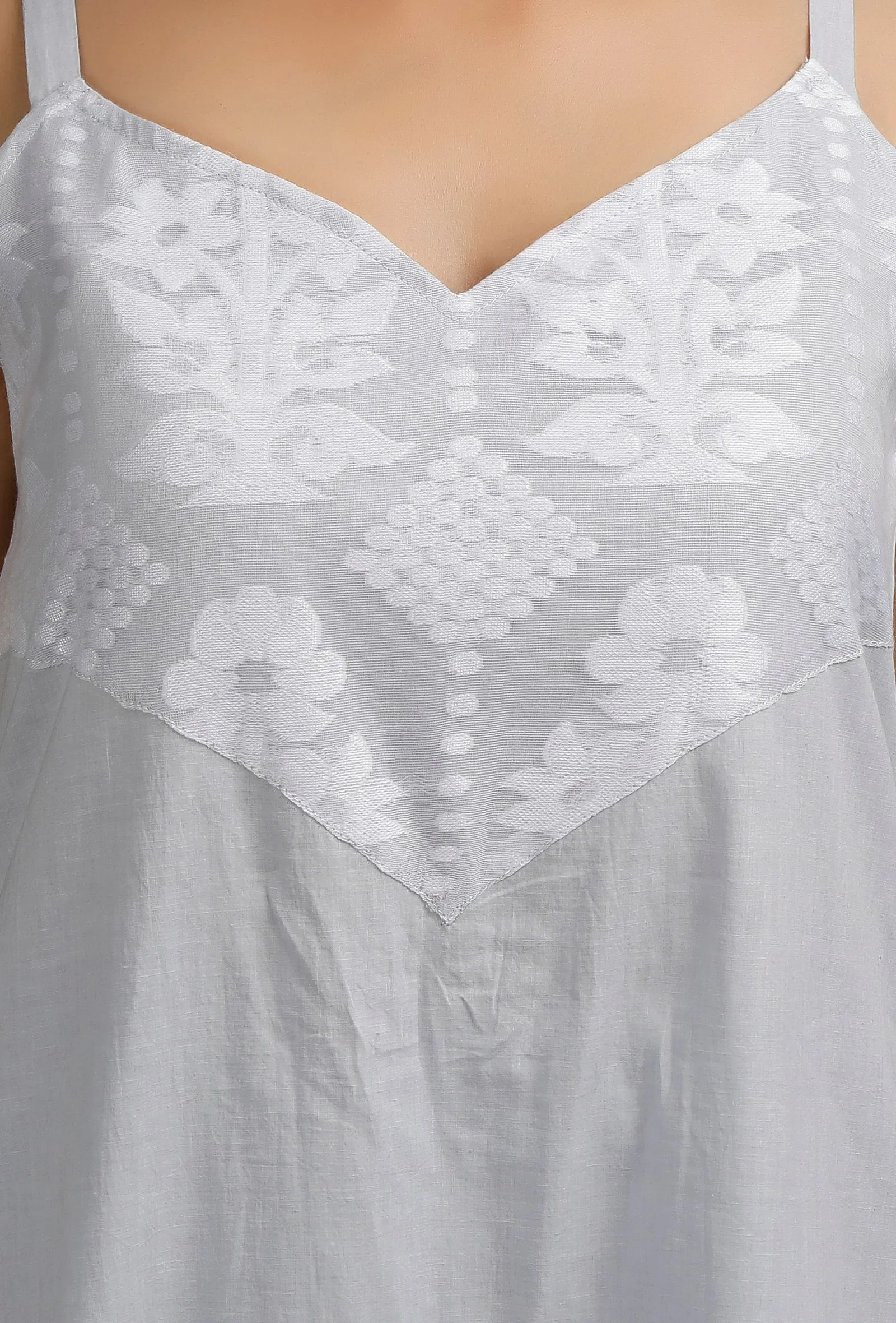 Pale Blue Floral Jamdani Slip Kurta