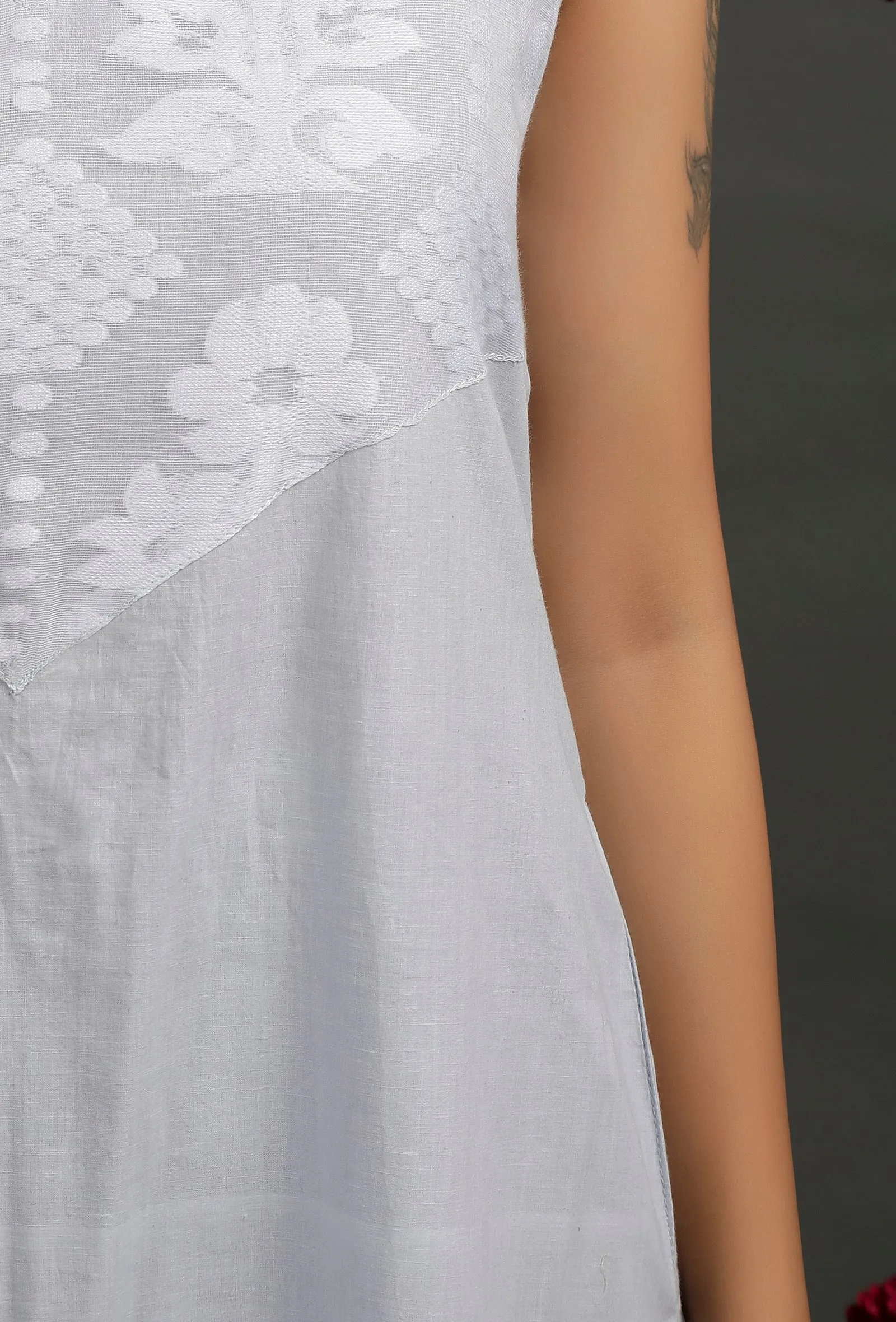 Pale Blue Floral Jamdani Slip Kurta