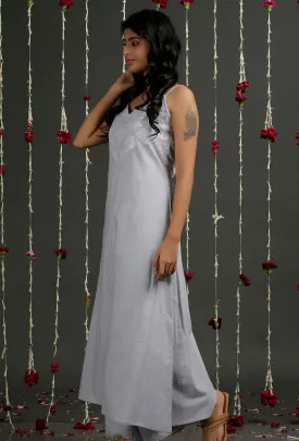 Pale Blue Floral Jamdani Slip Kurta