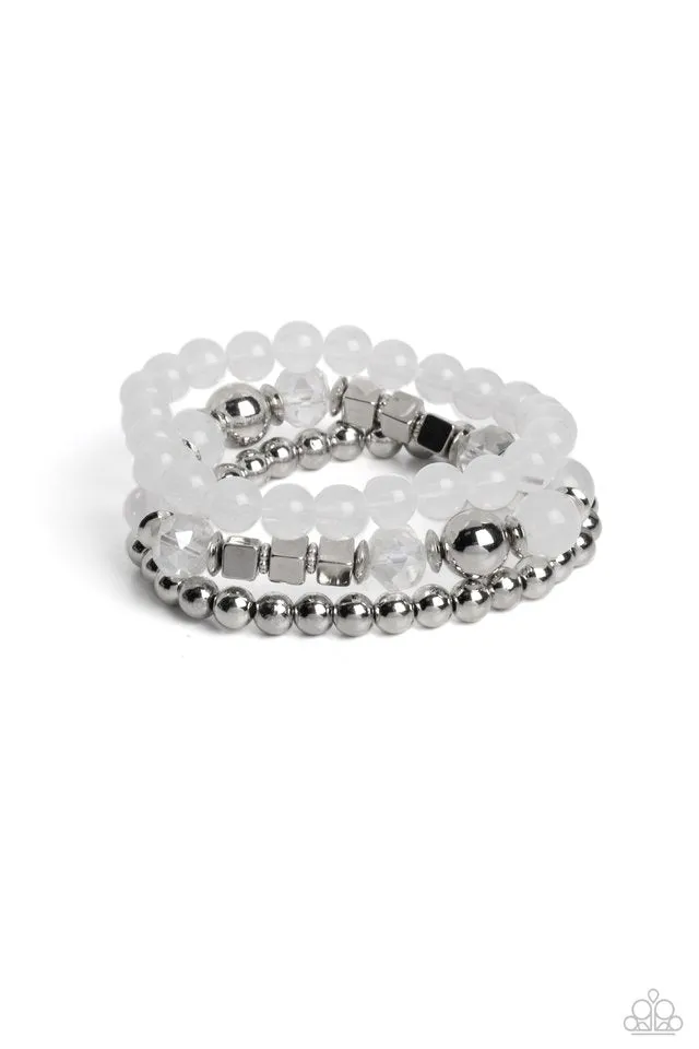 Paparazzi Bracelet ~ CUBE Your Enthusiasm - White