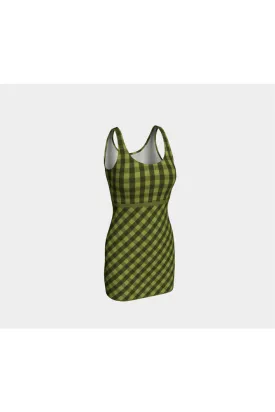 Pepper Stem Green Plaid Bodycon Dress