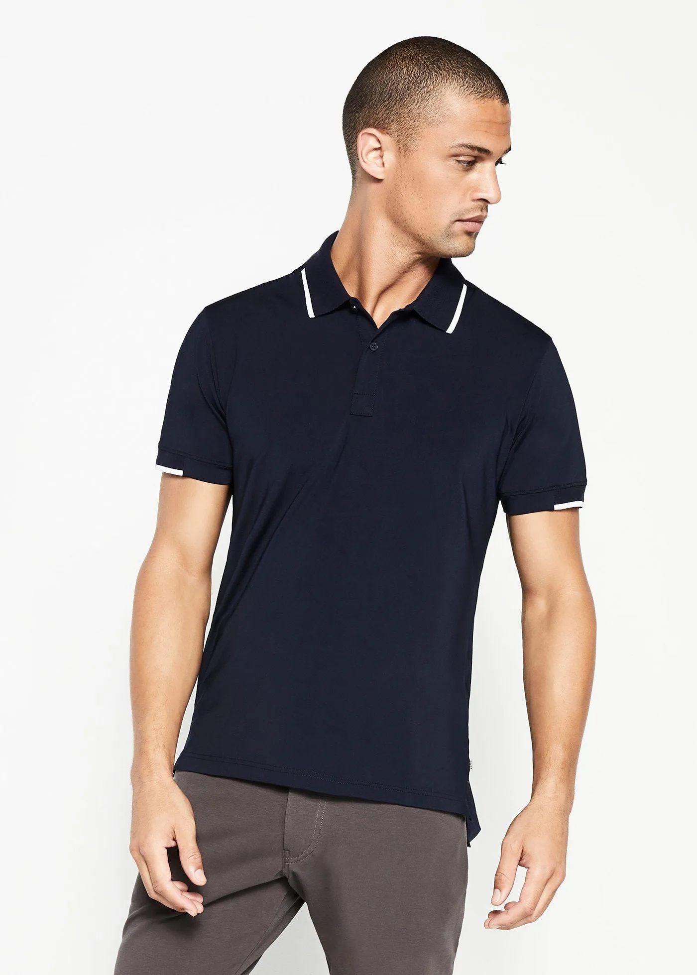 Performance Tipped Polo | Navy w/White Tipping