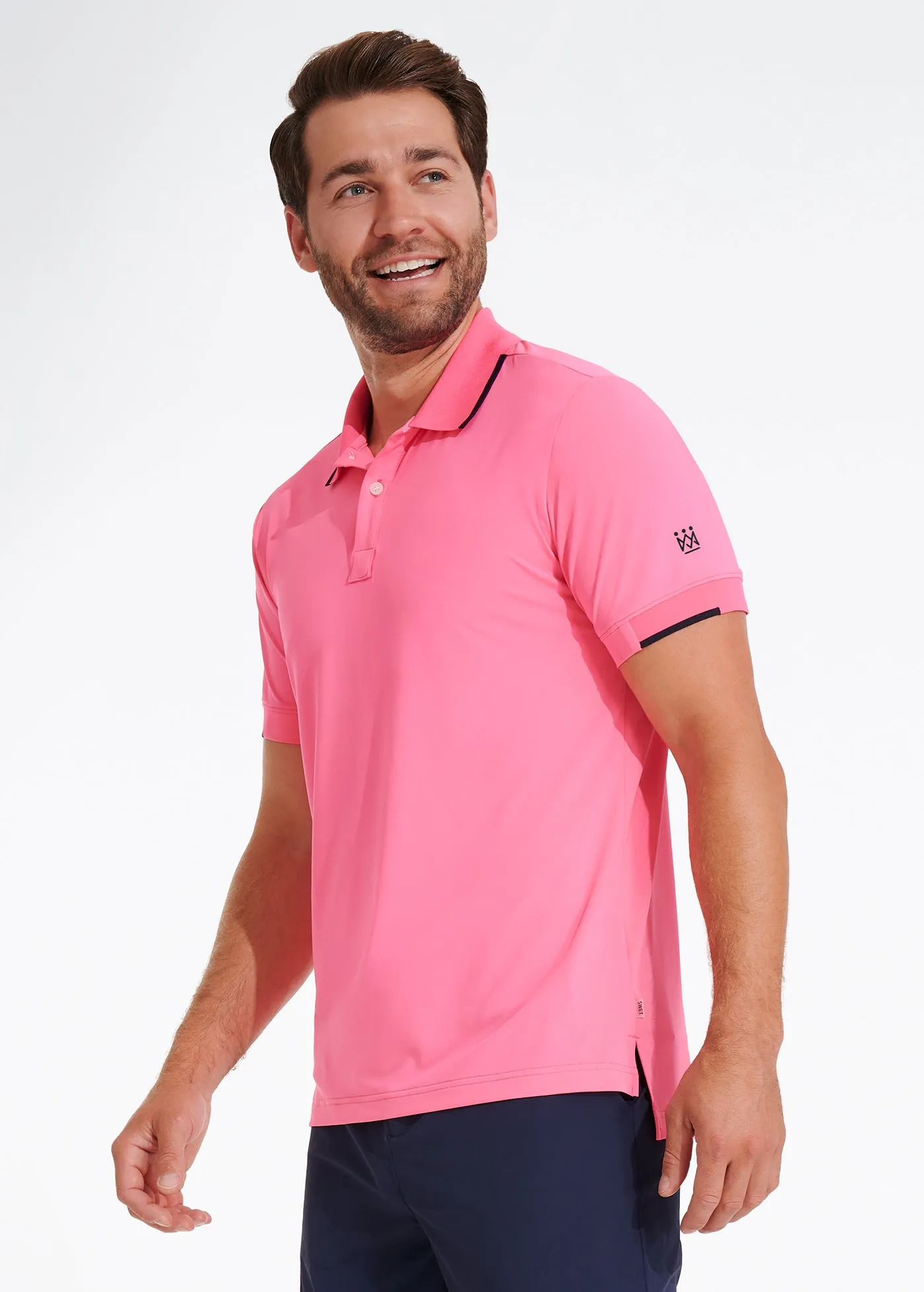 Performance Tipped Polo | Pink w/ Navy Tipping