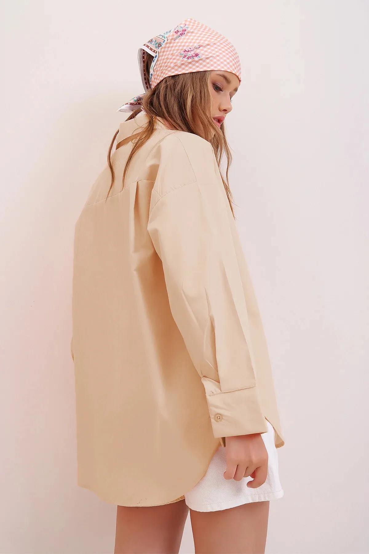 Premium Beige Solid Cotton Shirt