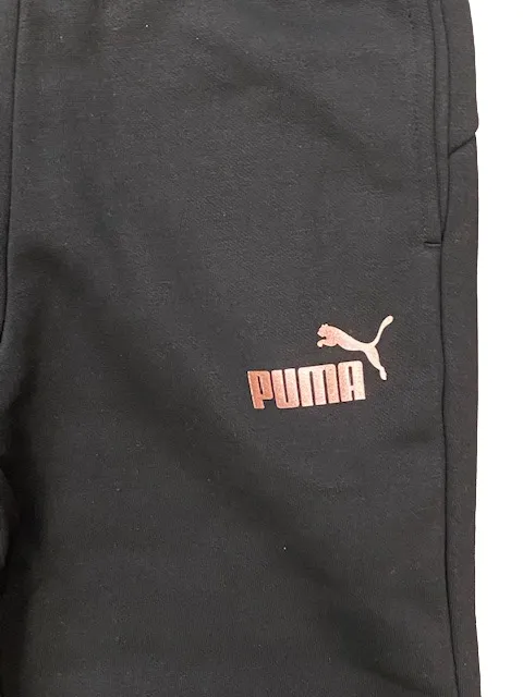 Puma pantalone in felpa da ragazza con polsino ESS  Sweatpants FL cl G 672114 11 Black-Rose Gold