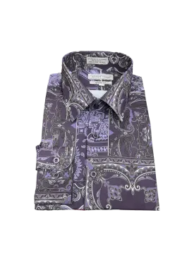 Purple Men's Fashion Design Paisley Dress Shirts Long Sleeves By Avanti Uomo