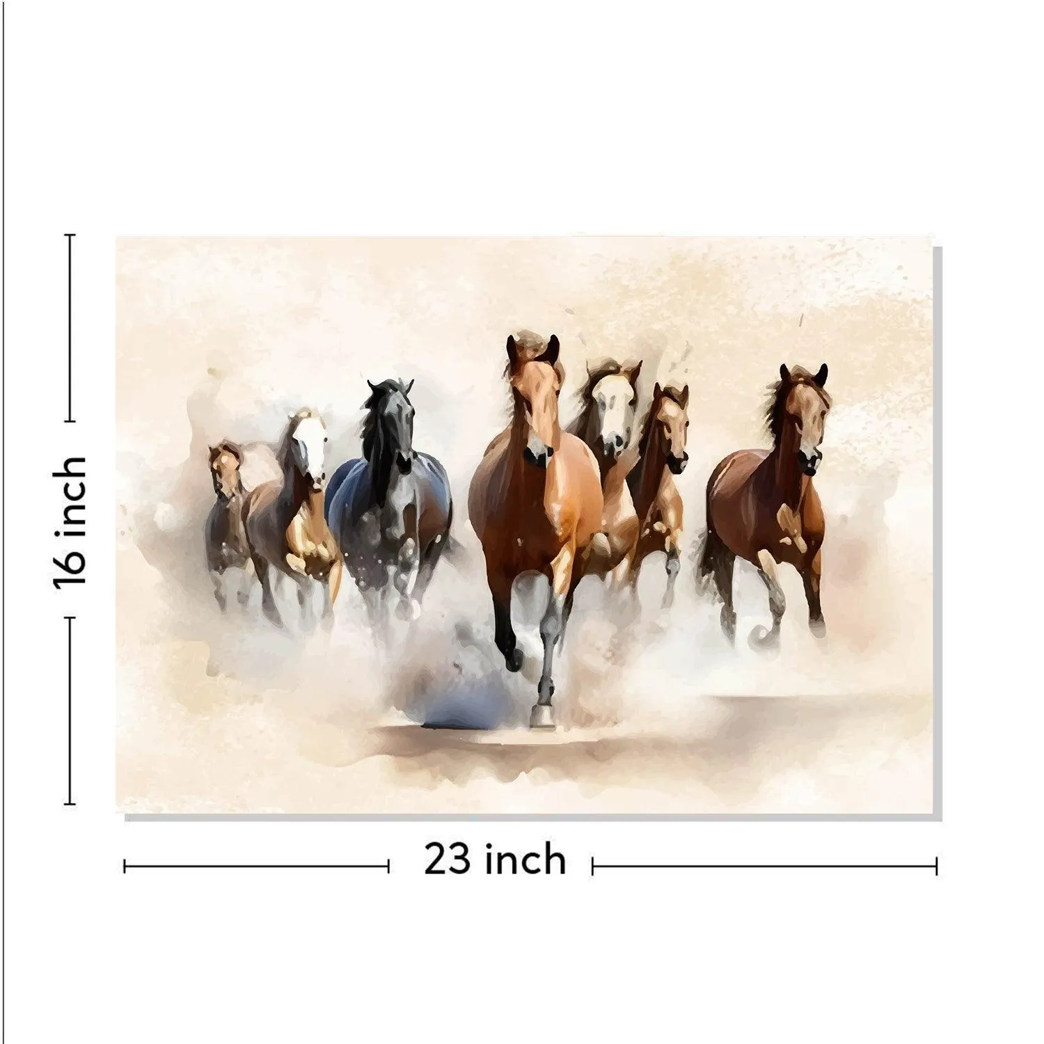 Rangoli Seven Running Horses Vastu Canvas Art