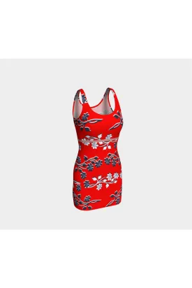 Red Floral Bodycon Dress