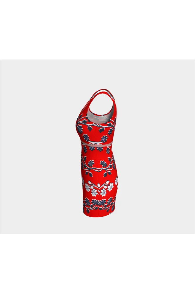Red Floral Bodycon Dress