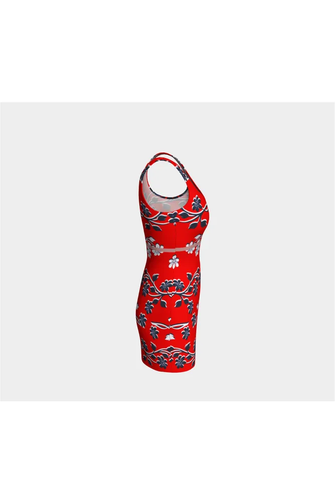 Red Floral Bodycon Dress