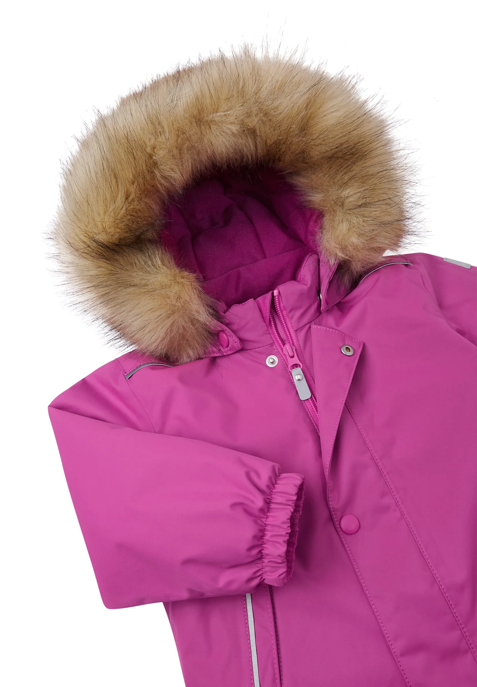 REIMA TEC Winteroverall/Skianzug AKTIONSFARBE<br> Gotland <br>Gr. 86, 92, 98<br> Po-Bereich extra dick isoliert<br> auch ohne Kunst-Pelz tragbar<br> abnehmbare Fuss-Schlaufen<br> WS >12'000 mm