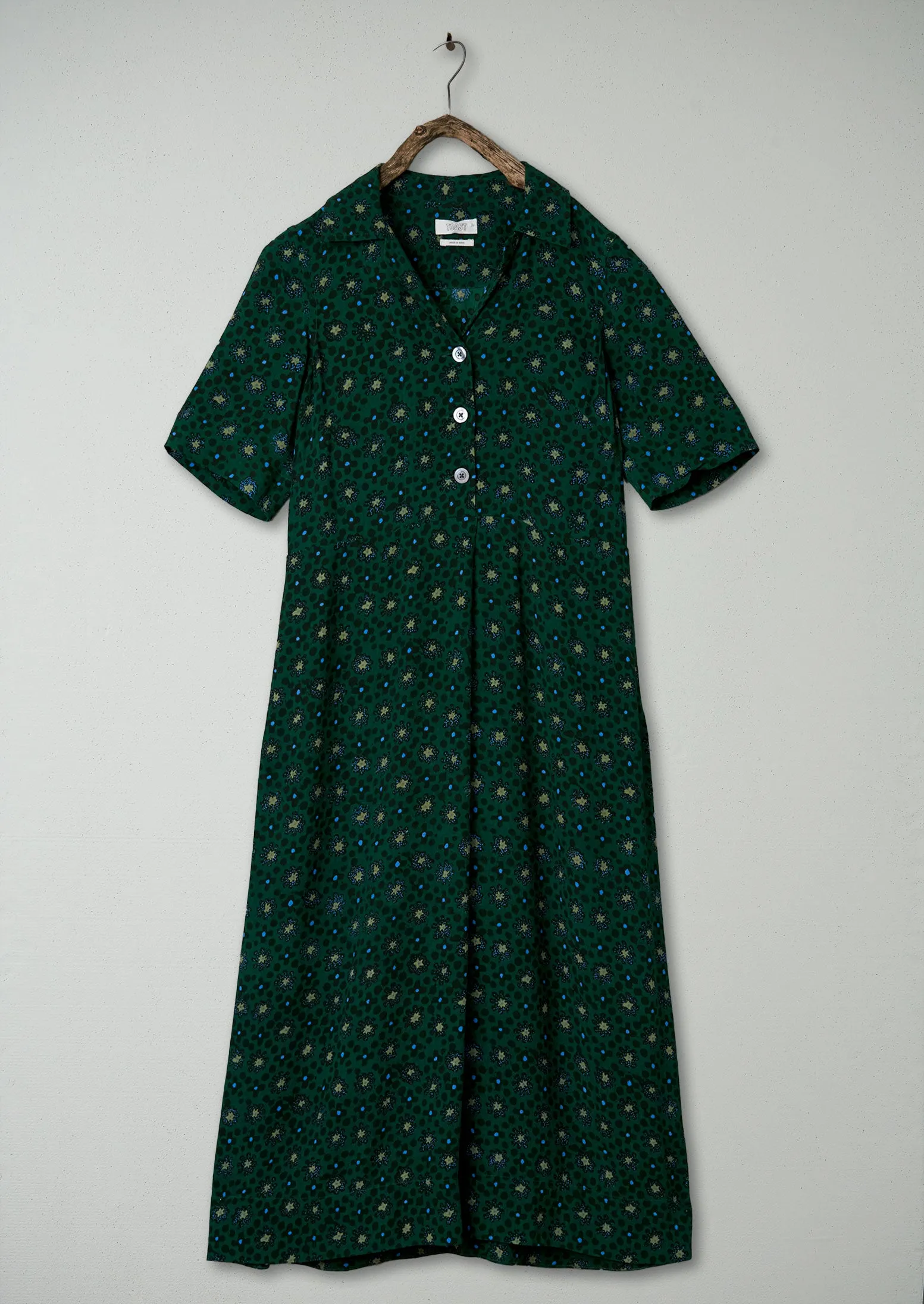 Renewed Dotty Print Crepe Shirt Dress Size 6 (90) | Posy Green