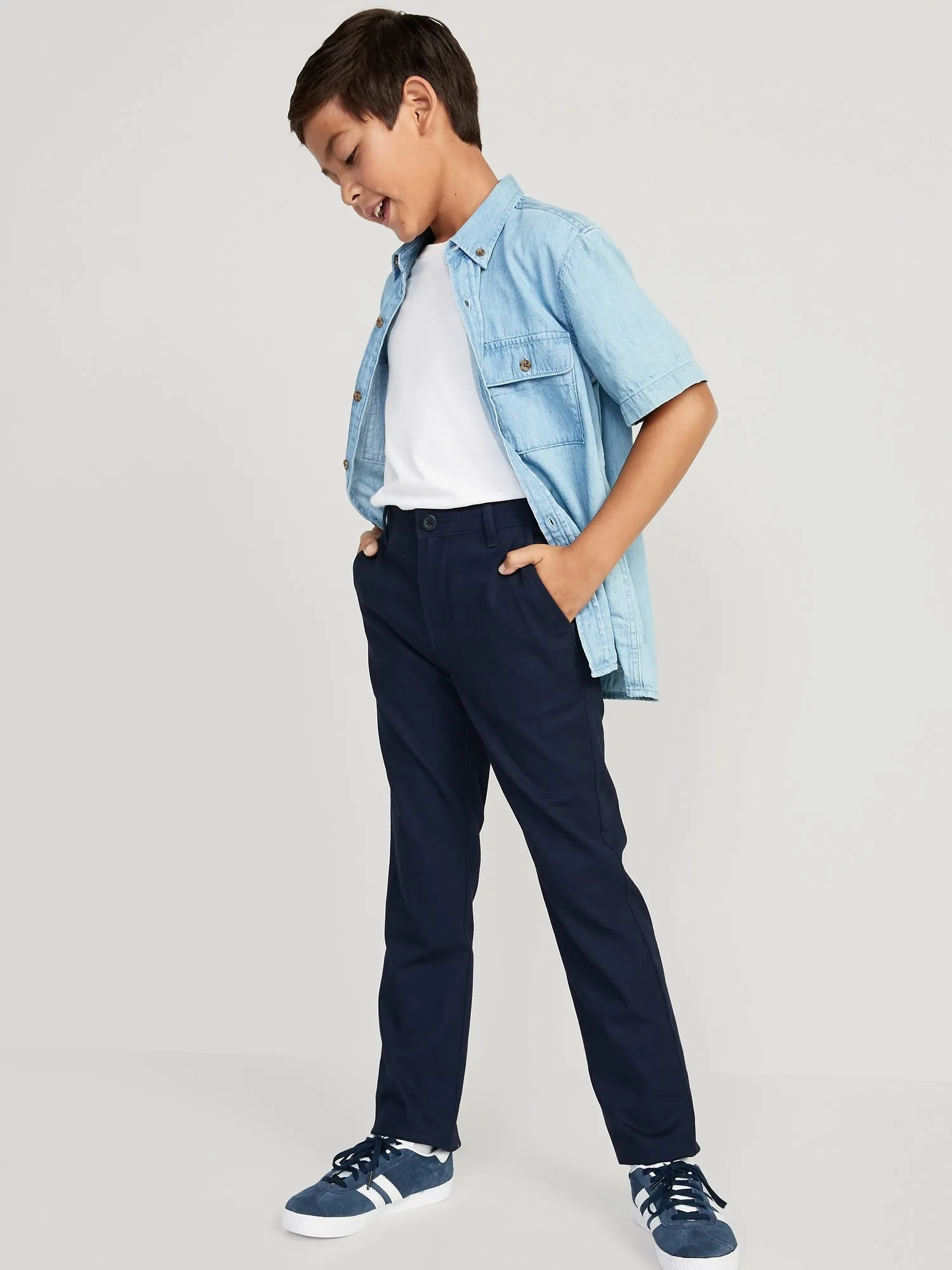 Slim Built-In Flex Chino School Uniform Pants for Boys