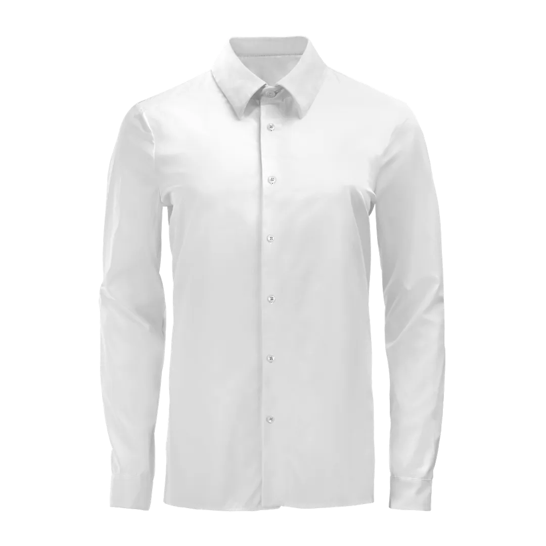 Slim Fit Solid White Spread Collar Mens Dress Shirt