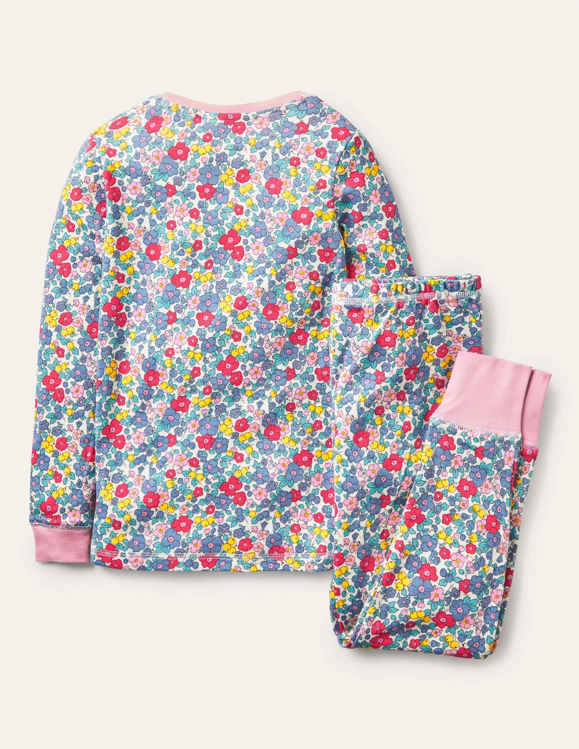 Snug Long John Pyjamas-Multi Apple Blossom Floral