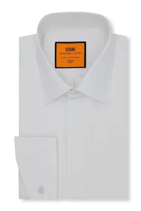 Steven Land Dress Shirt  | Slim & Classic | Diagonal Stripes | Tone on Tone Design | White