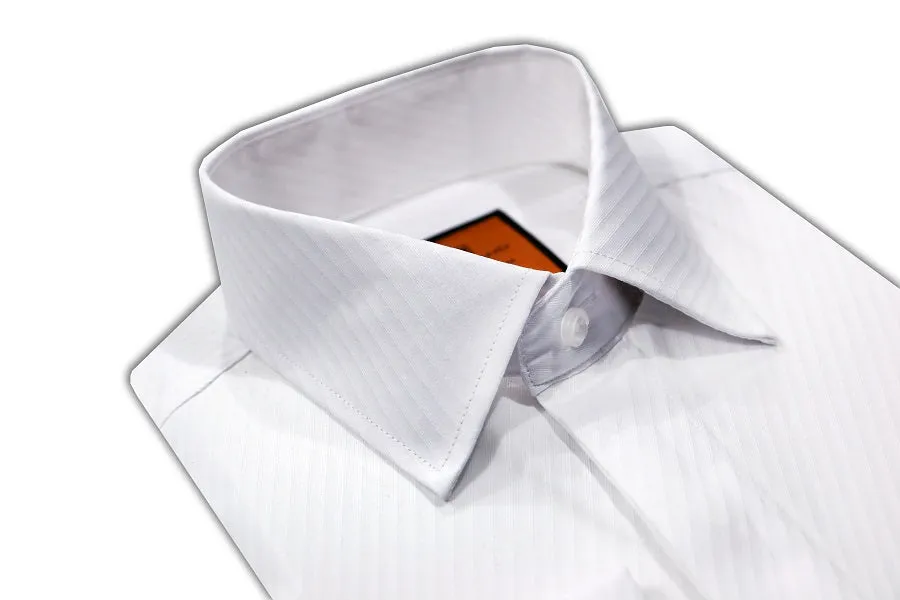 Steven Land Dress Shirt  | Slim & Classic | Diagonal Stripes | Tone on Tone Design | White