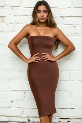 Strapless Tube Bodycon Midi Dress