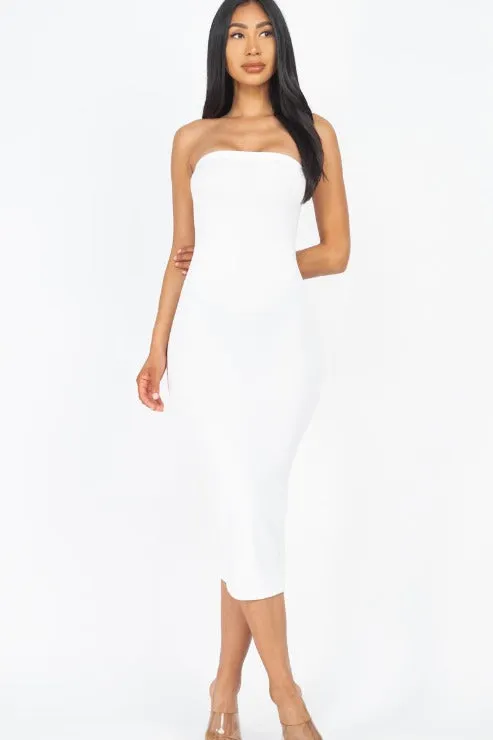 Strapless Tube Bodycon Midi Dress