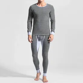 Stripes Printing Warm Close Fitting Long Johns