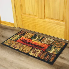 Sunnydaze 17.5" x 29" Indoor Rubber-Back Entrance Mat - Brown Floral
