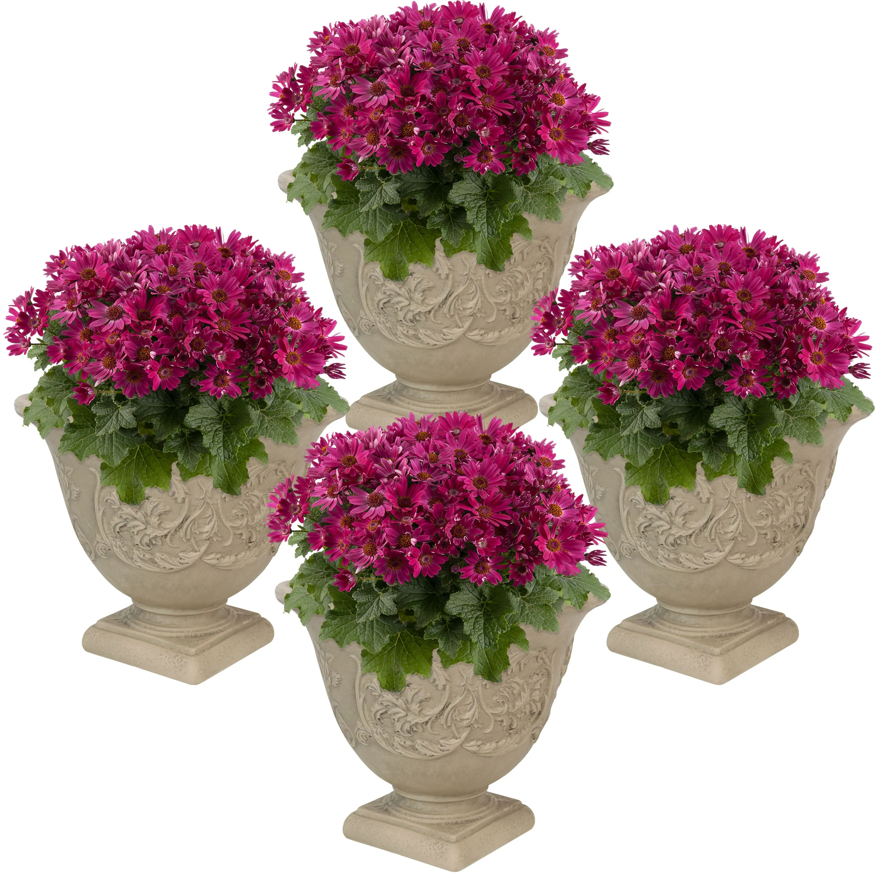 Sunnydaze Darcy Outdoor Polyresin Planter - Beige - 16"