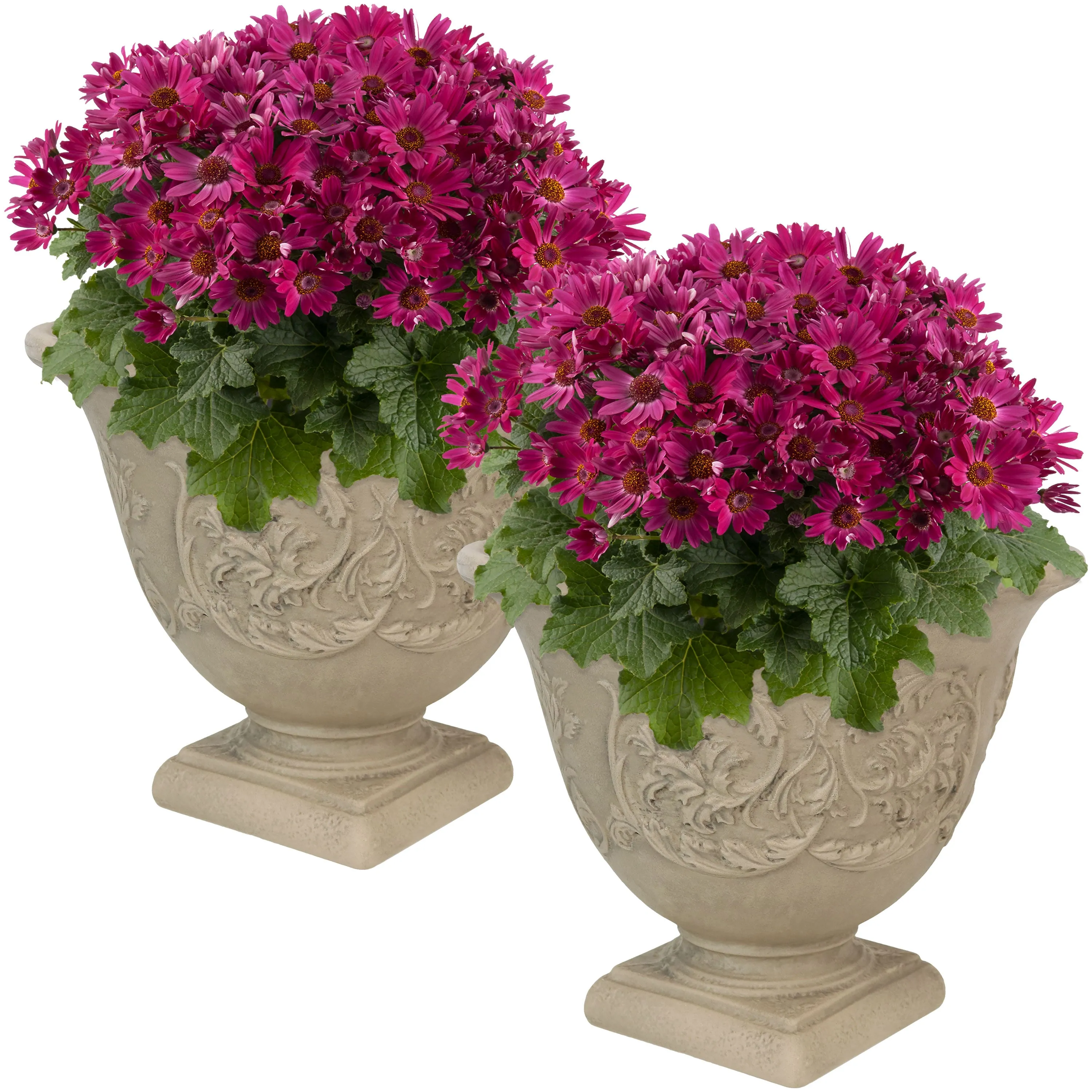 Sunnydaze Darcy Outdoor Polyresin Planter - Beige - 16"