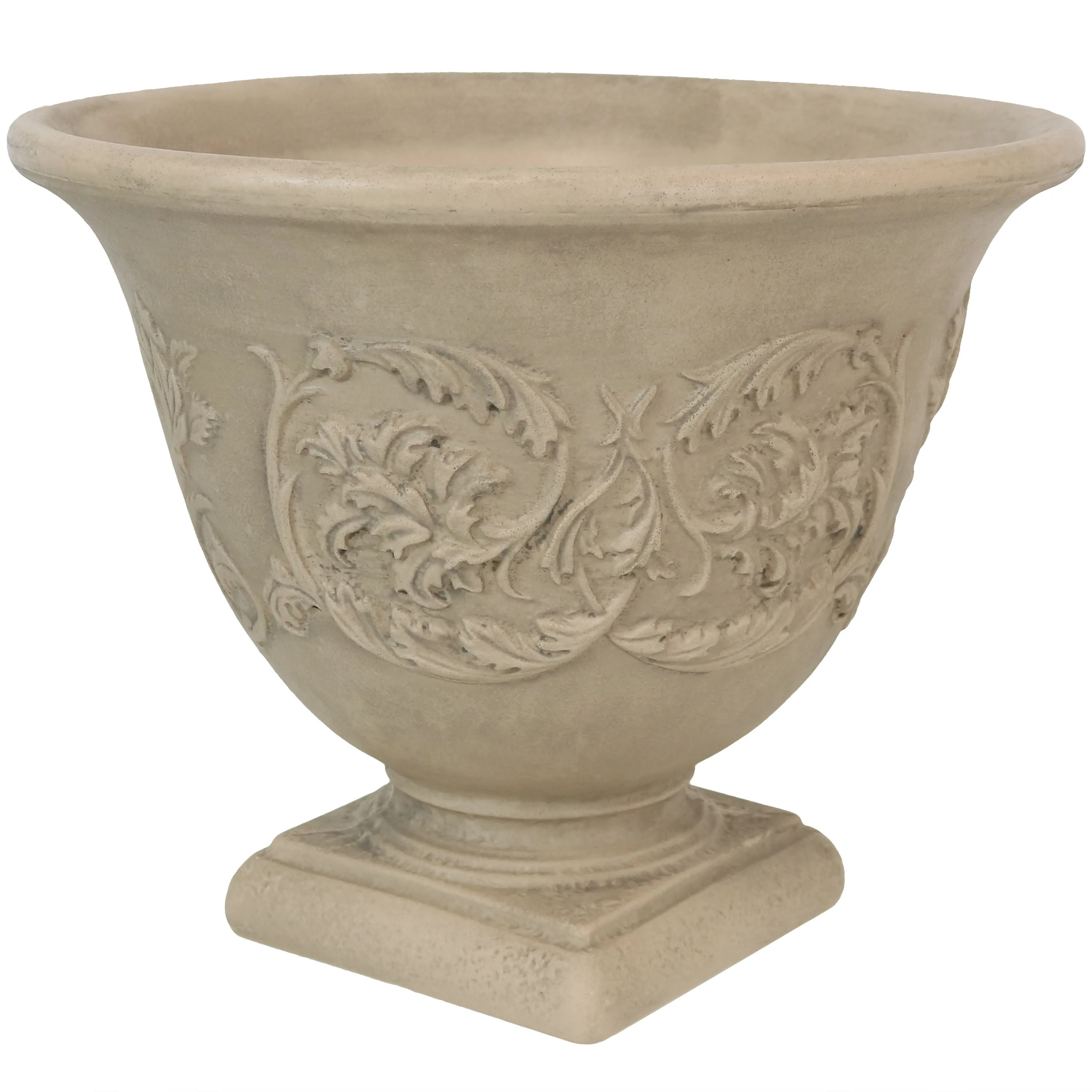Sunnydaze Darcy Outdoor Polyresin Planter - Beige - 16"