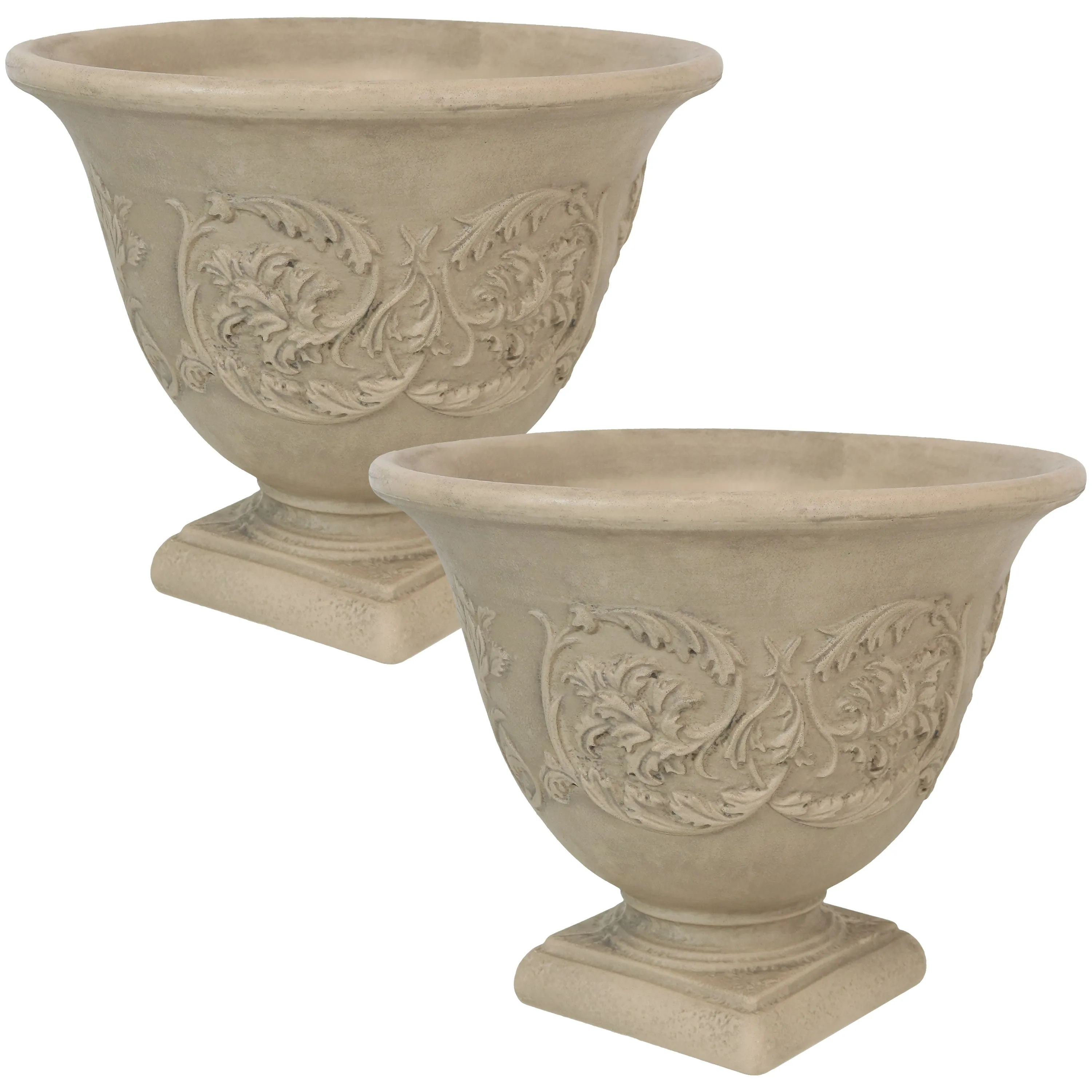 Sunnydaze Darcy Outdoor Polyresin Planter - Beige - 16"