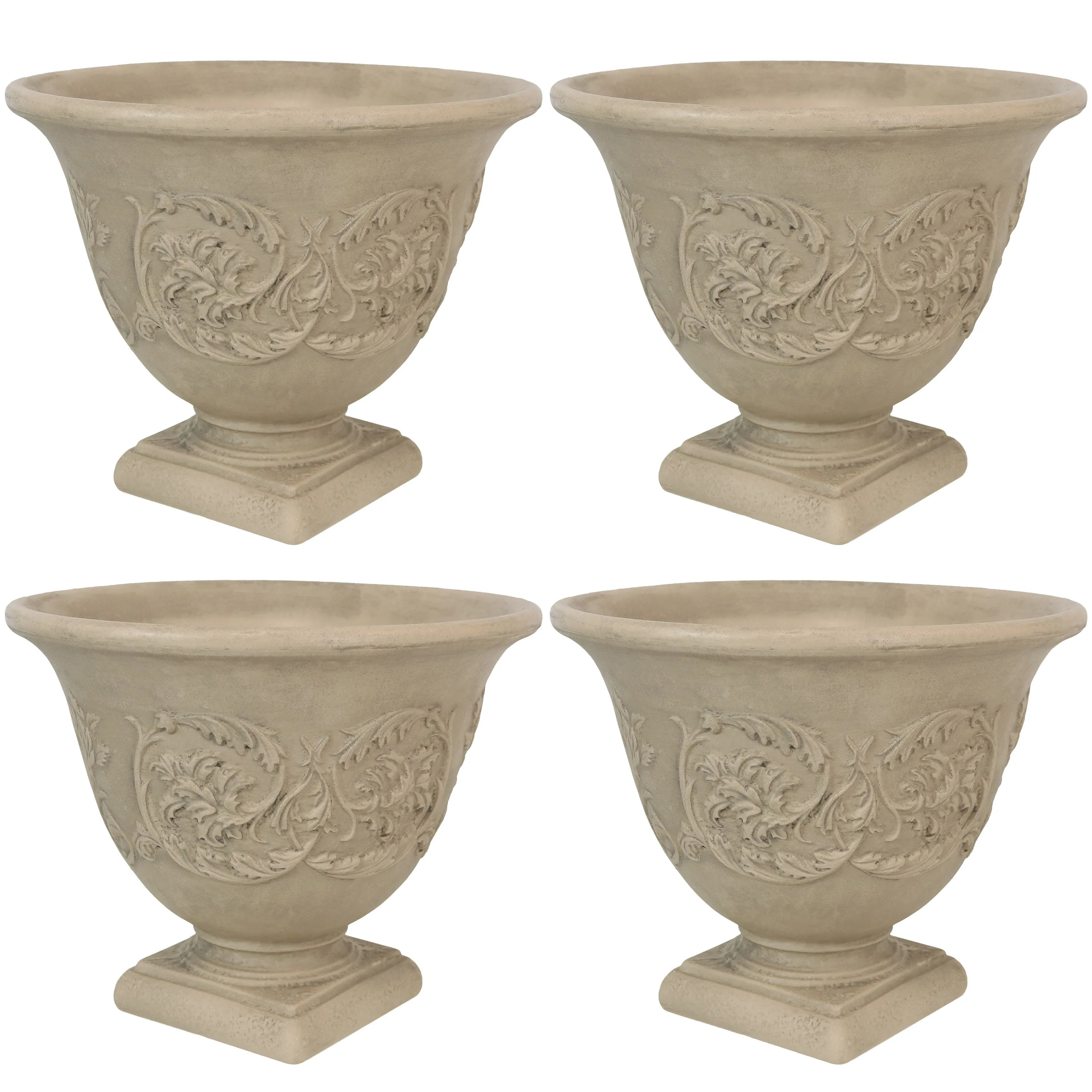 Sunnydaze Darcy Outdoor Polyresin Planter - Beige - 16"