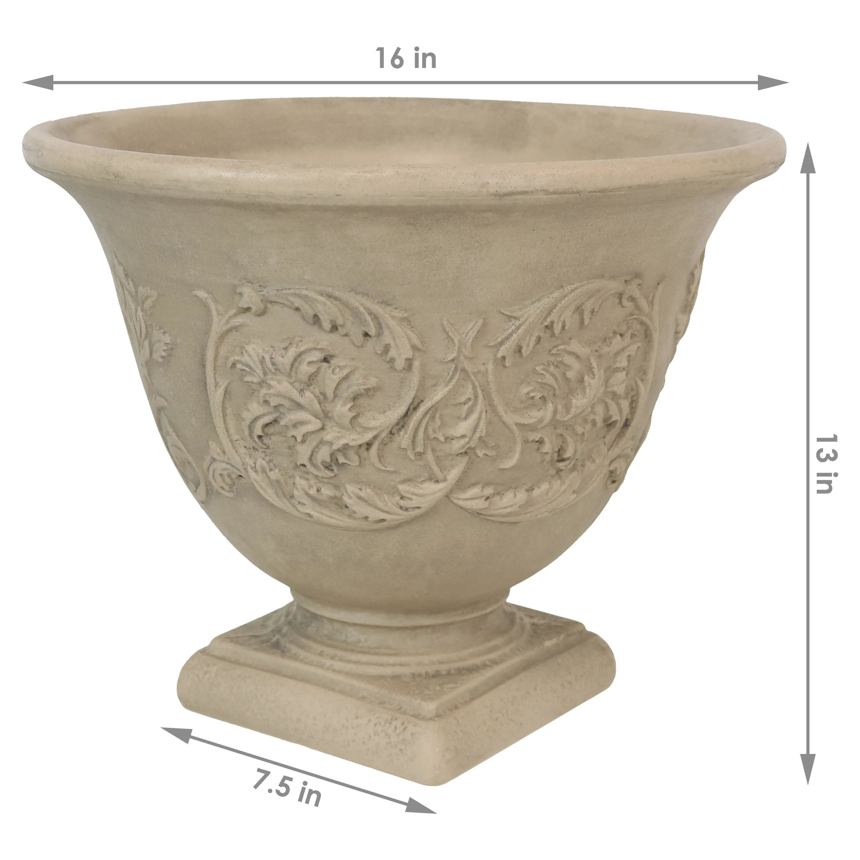 Sunnydaze Darcy Outdoor Polyresin Planter - Beige - 16"