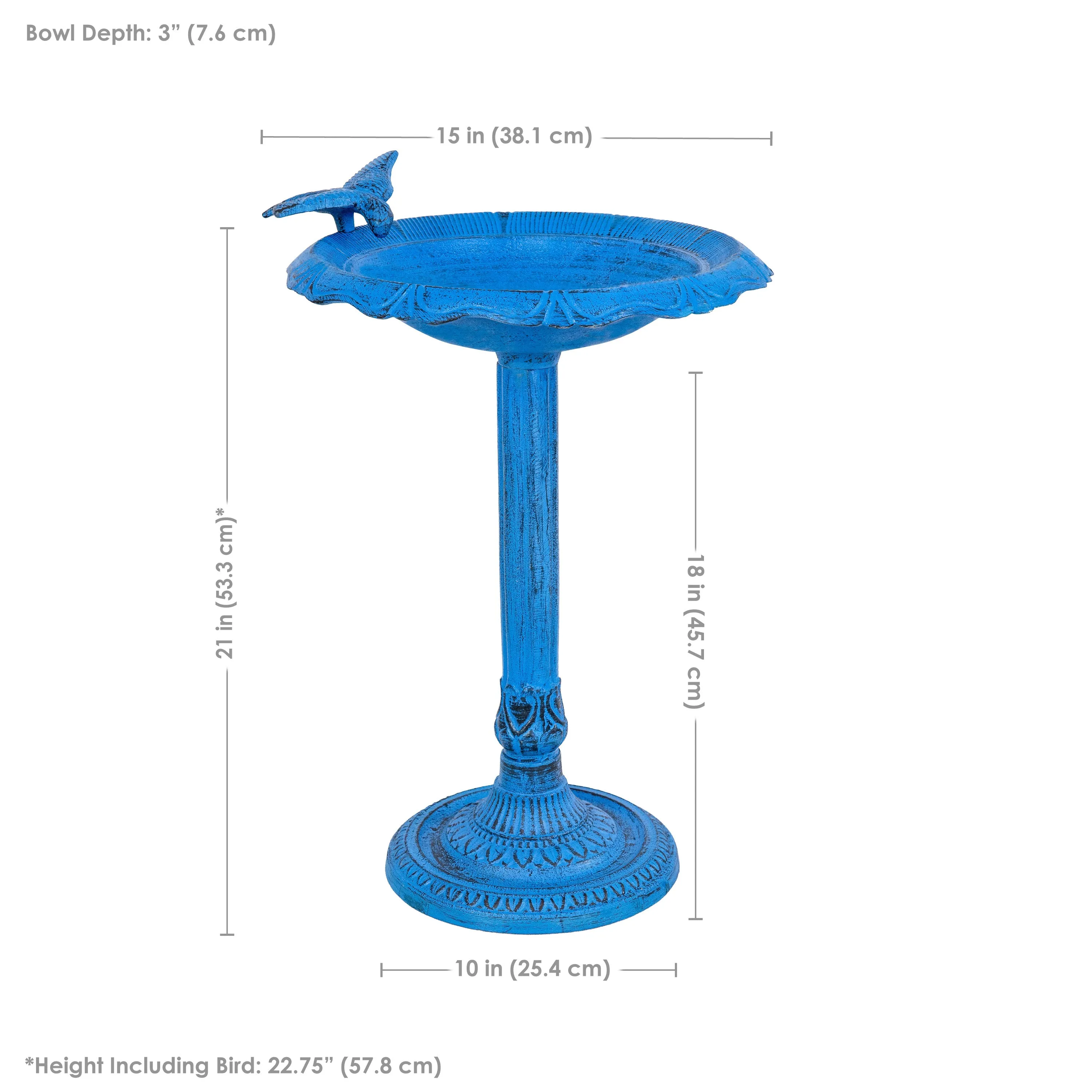 Sunnydaze Garden Visitor Metal Bird Bath - 22.75" H