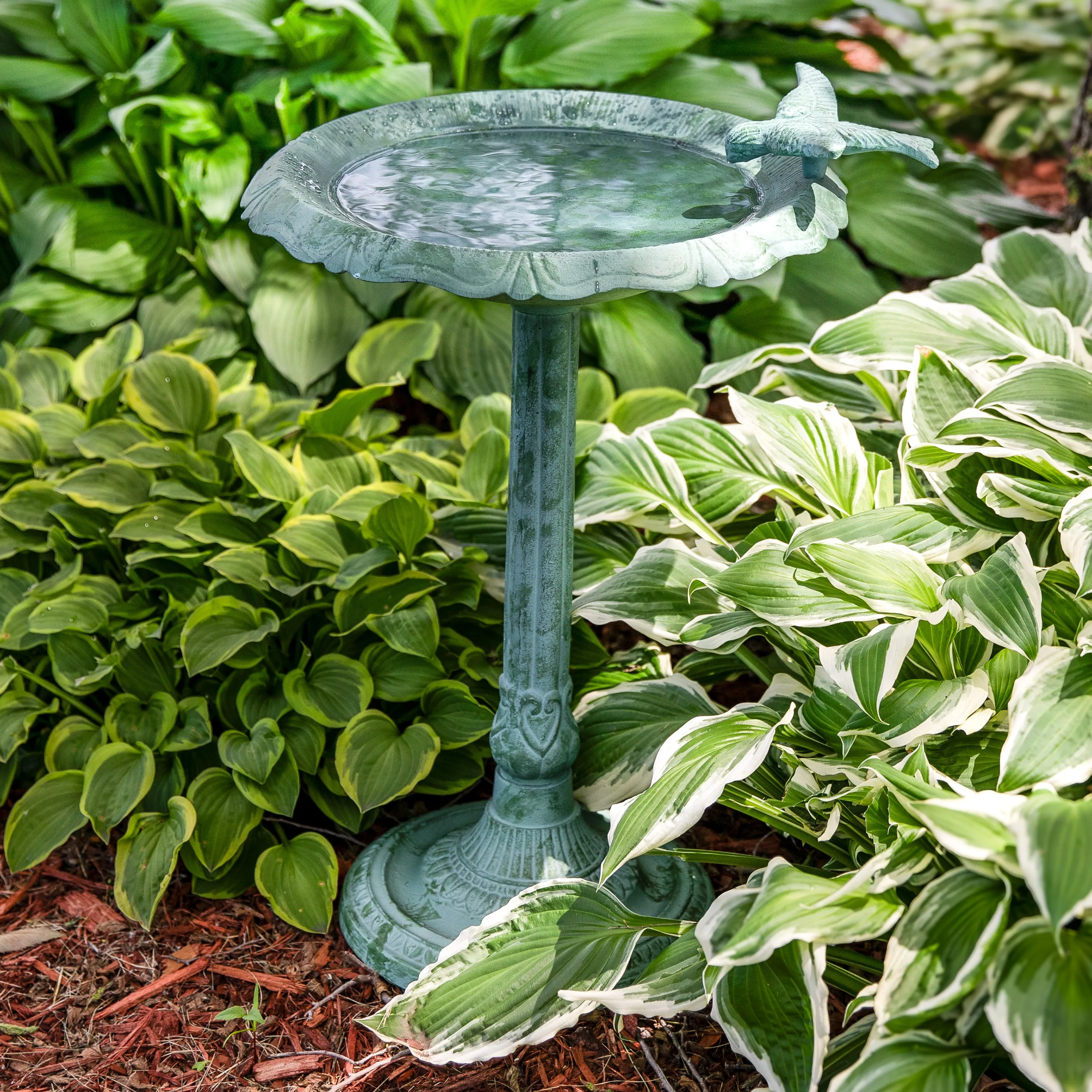 Sunnydaze Garden Visitor Metal Bird Bath - 22.75" H