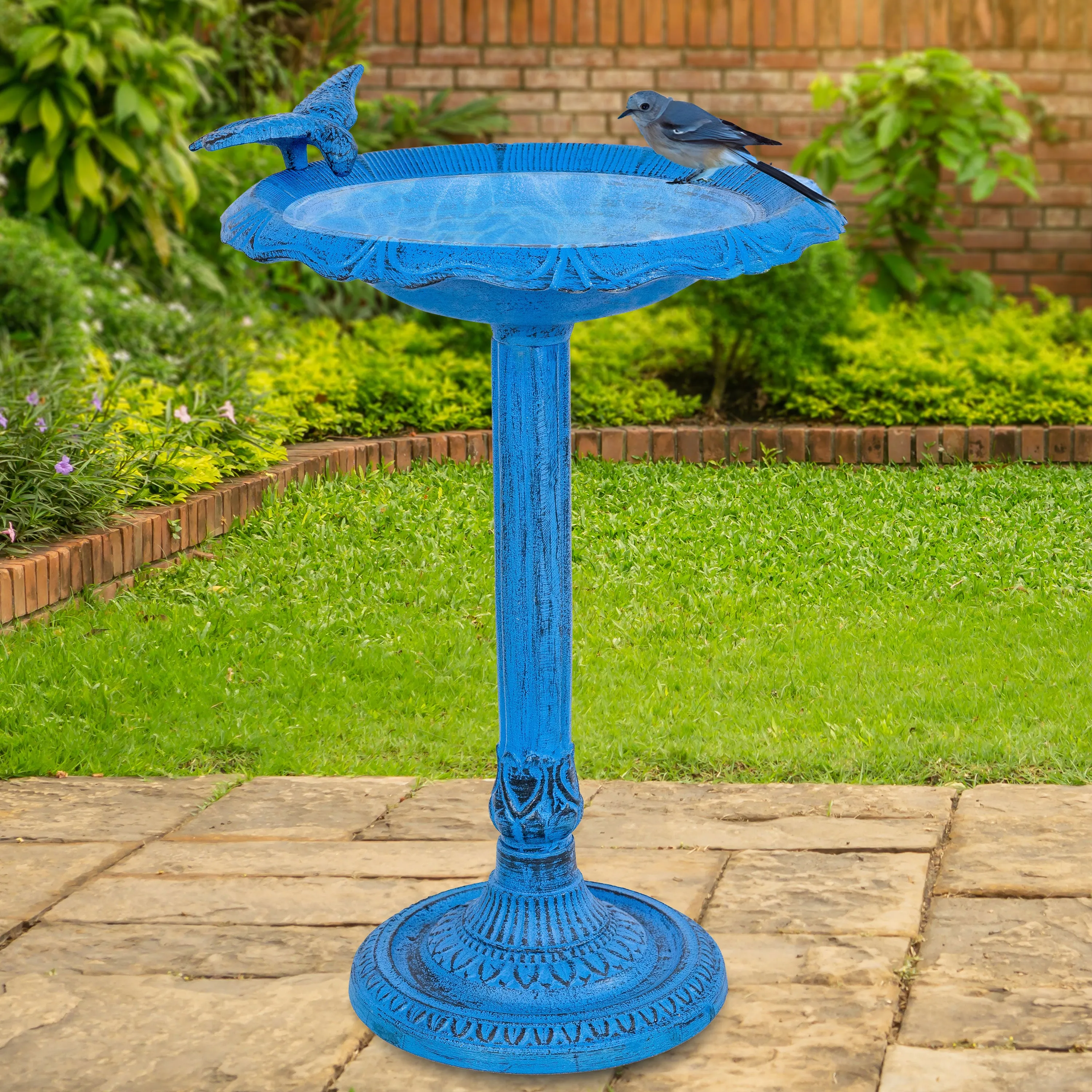 Sunnydaze Garden Visitor Metal Bird Bath - 22.75" H