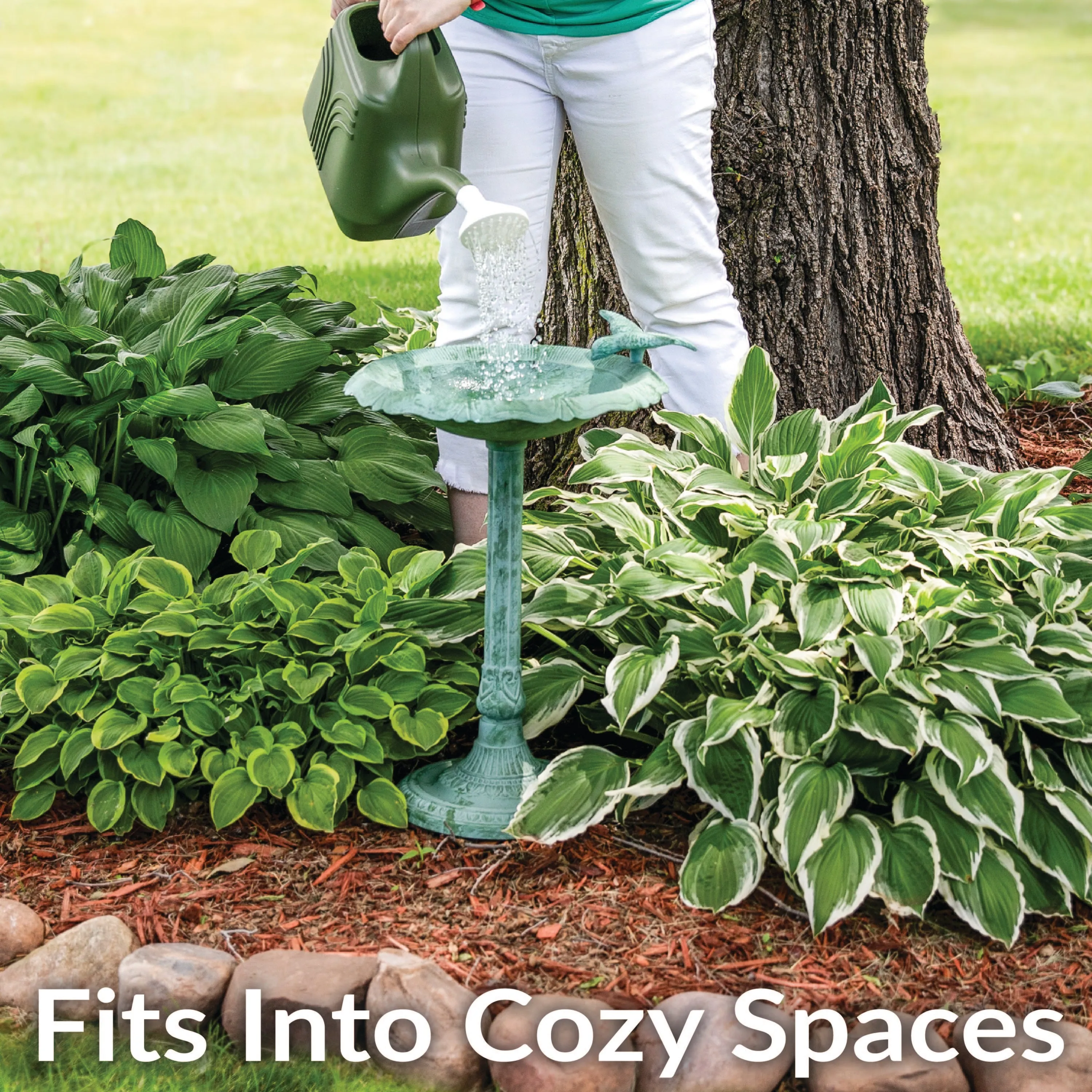 Sunnydaze Garden Visitor Metal Bird Bath - 22.75" H