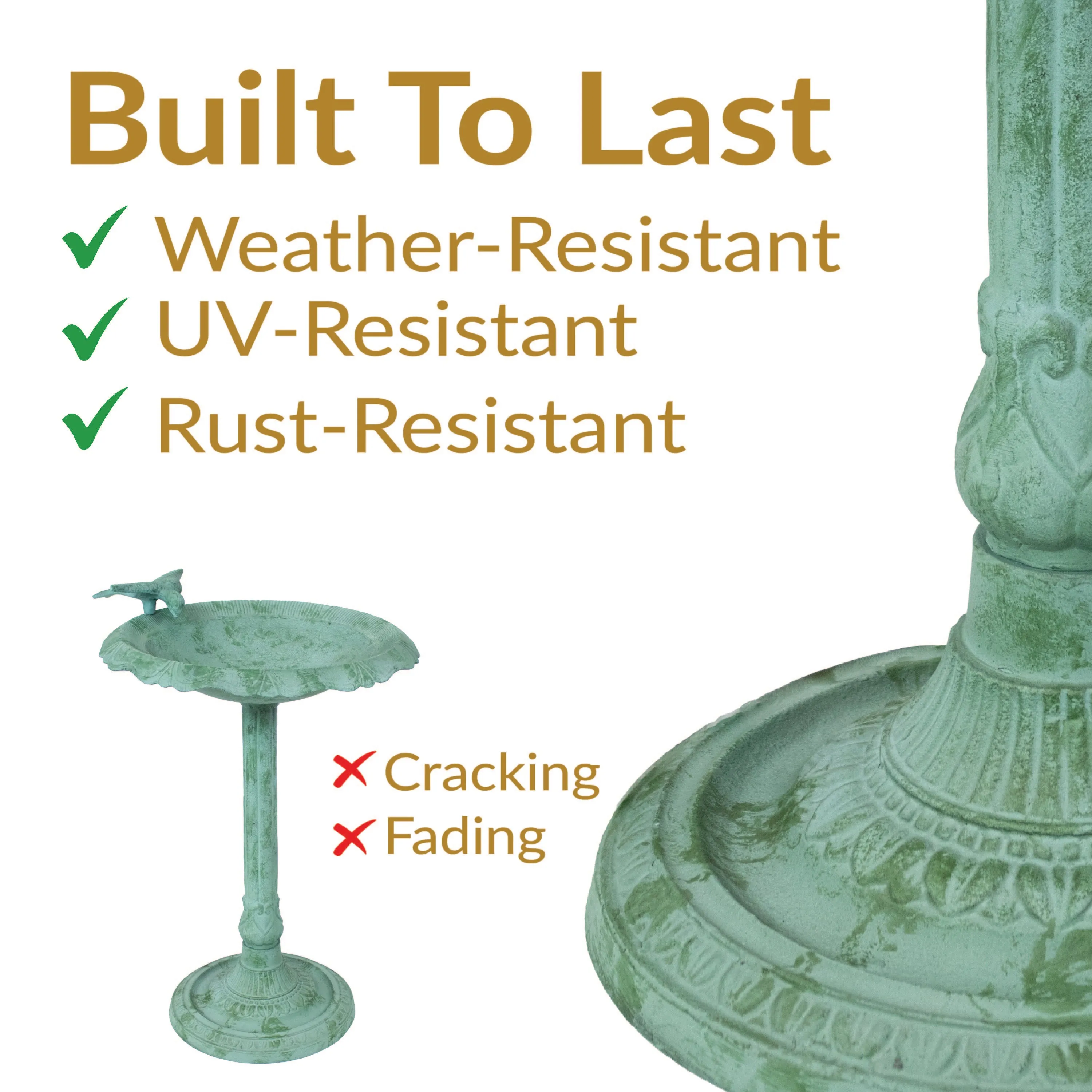 Sunnydaze Garden Visitor Metal Bird Bath - 22.75" H