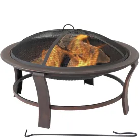 Sunnydaze Steel Elevated Outdoor Fire Pit Bowl with Spark Screen - 29"