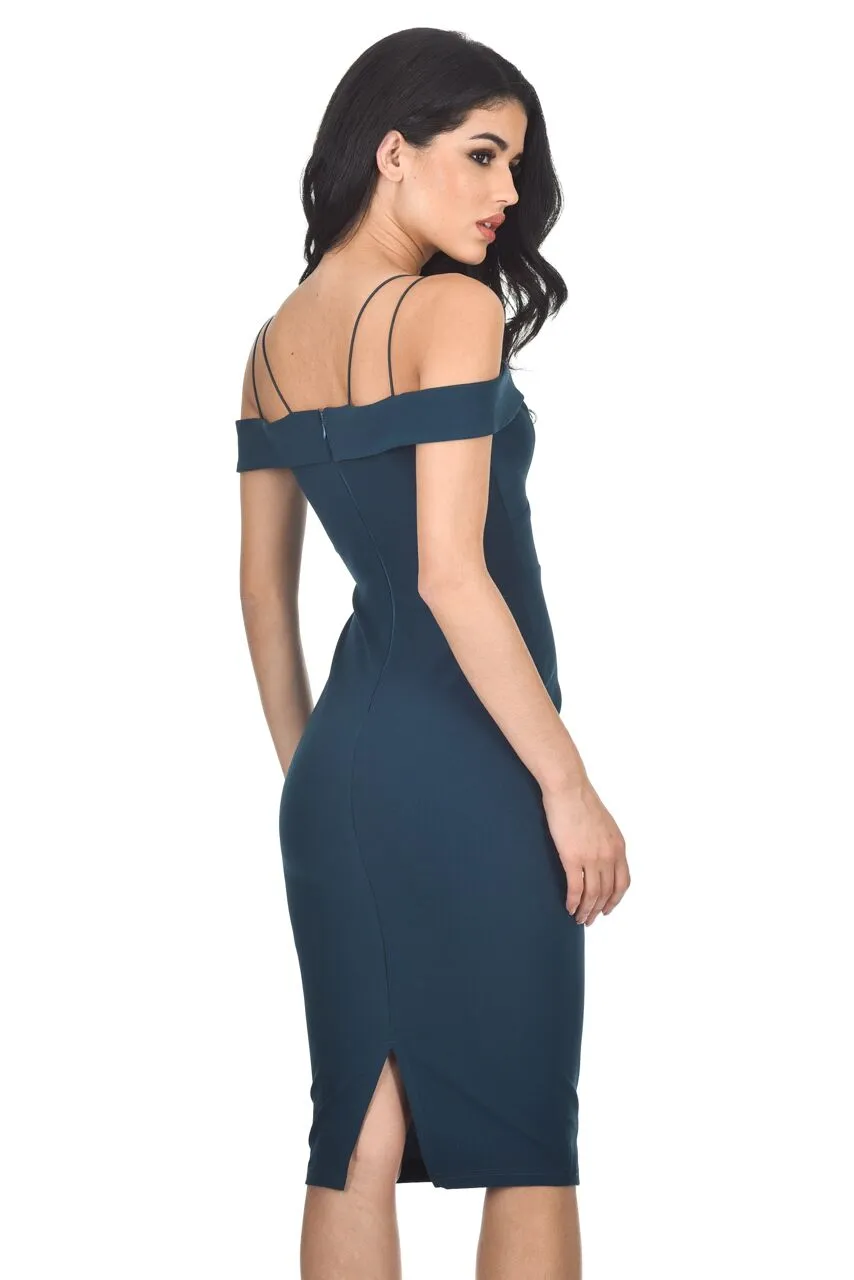Teal Off The Shoulder Bodycon dress