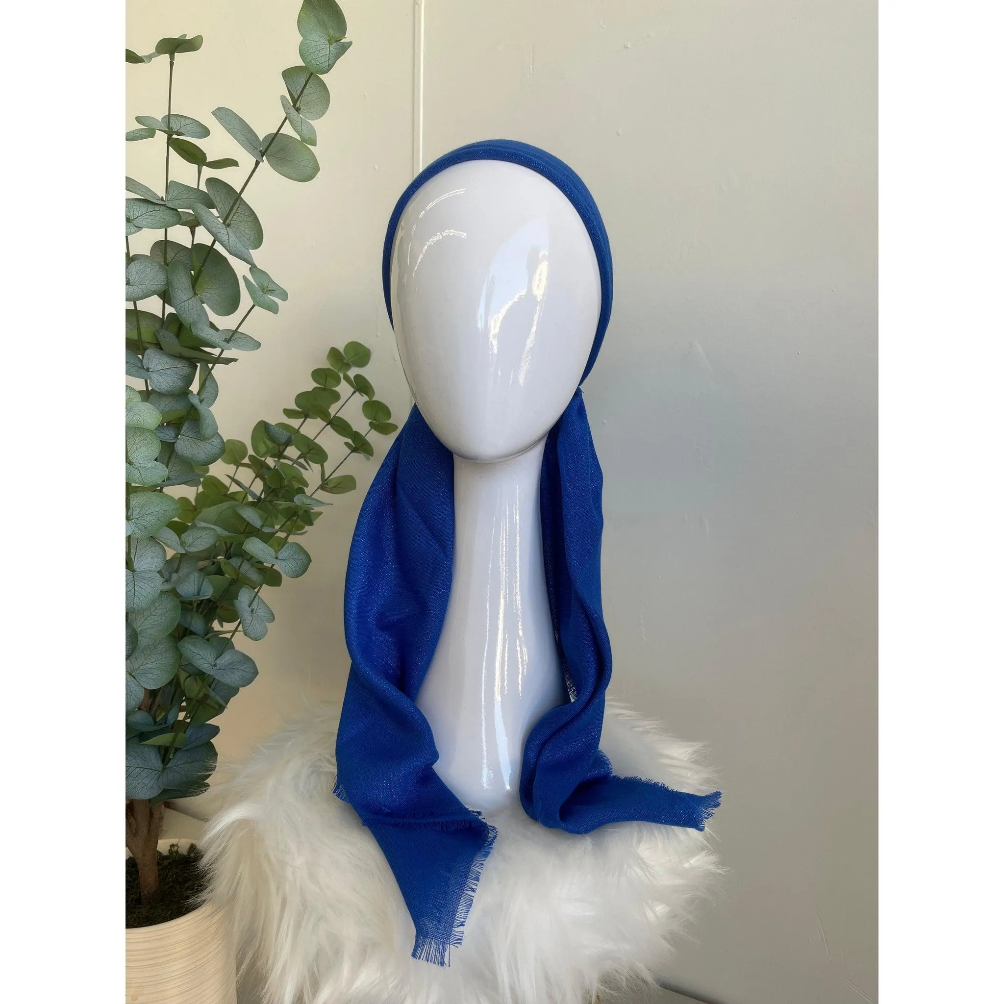 Turkish Cotton Metallic Solid Pretied w/ Long Tails - Royal Blue