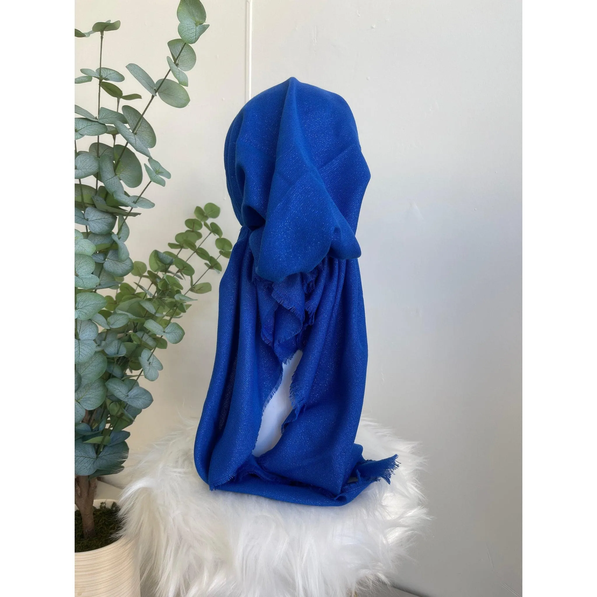 Turkish Cotton Metallic Solid Pretied w/ Long Tails - Royal Blue